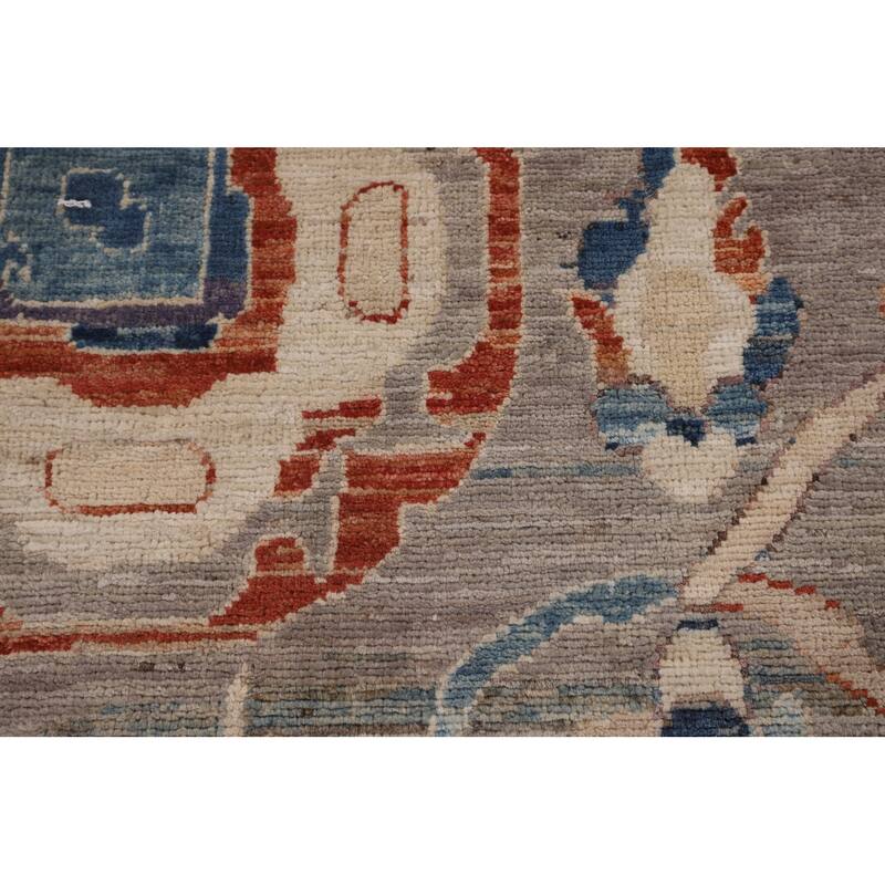 Vegetable Dye Grey Oushak Turkish Area Rug Handmade Floral Wool Carpet - 5'4"x 7'8"