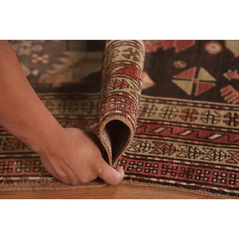 Meshkin Persian Vintage Runner Rug Handmade Wool Carpet - 4'3" x 9'5"