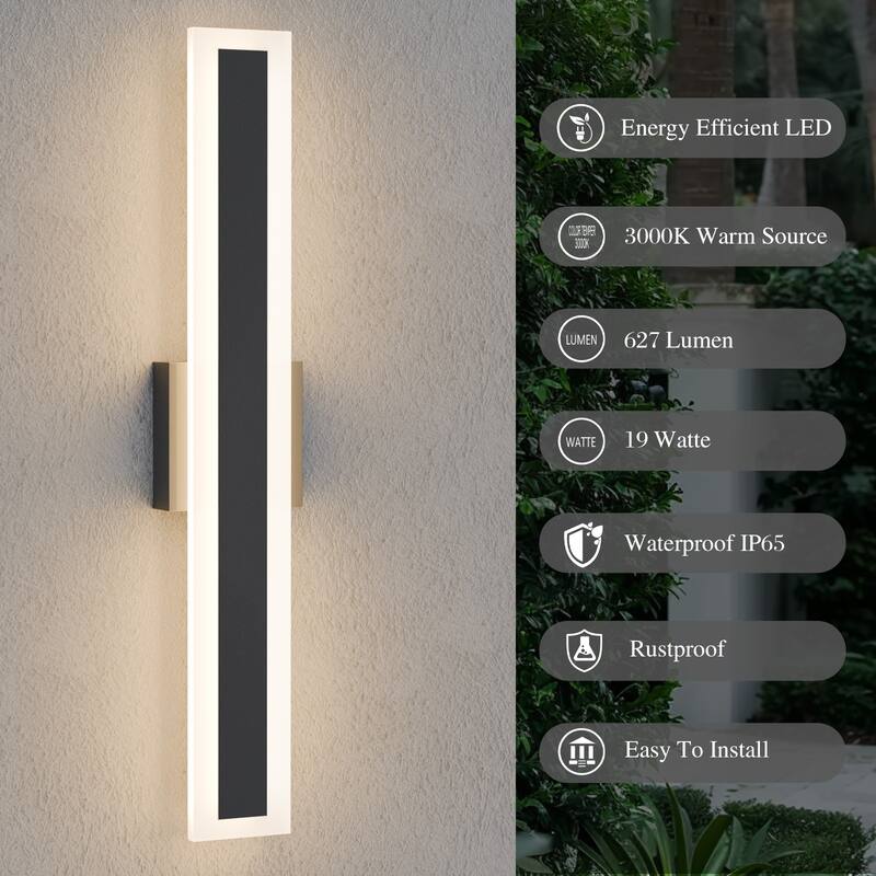 Outdoor Linear Integrated LED Wall Sconce Light Fixture with Bracket