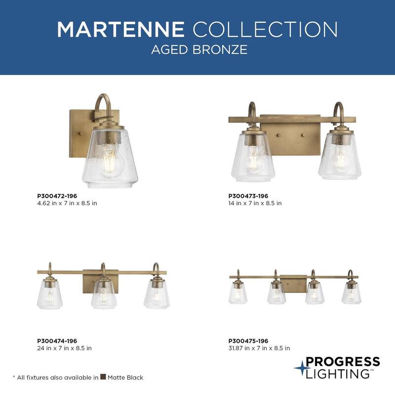 Martenne Collection Three-Light Aged Bronze Modern Farmhouse Vanity Light - 24 in x 7 in x 8.5 in
