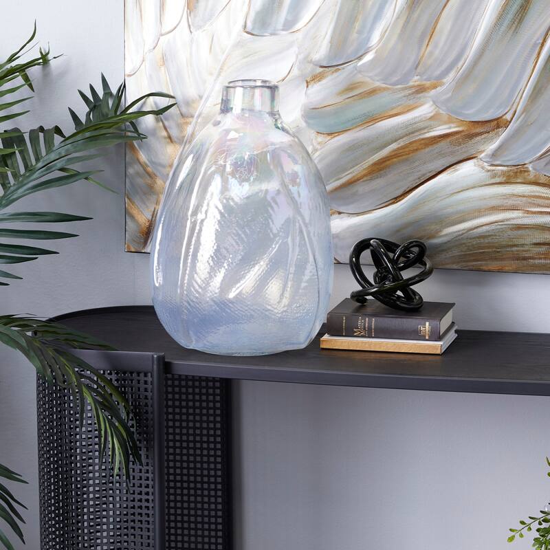 White Glass Contemporary Vase 16 x 11 x 11 - White