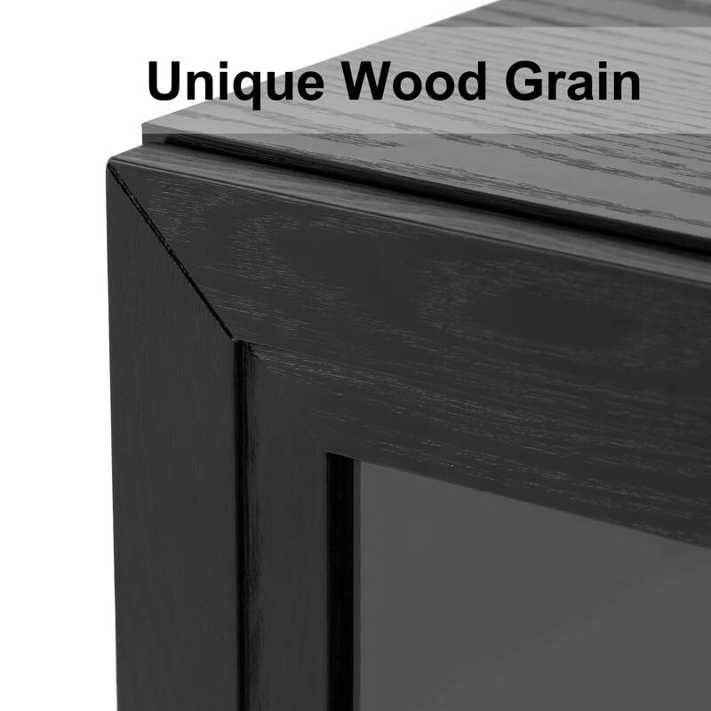62"LX36"H Solid Wood Kitchen Pantry Sideboard Buffet Cabinet Storage with with Glass Doors
