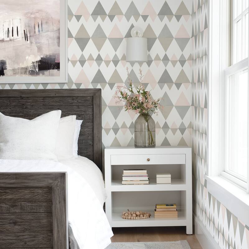 A-Street Prints Trilogy Light Pink Geometric Wallpaper