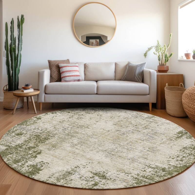 Premium Washable Super Soft Solid Casual Mayfield Rug - Olive - 8' x 8'