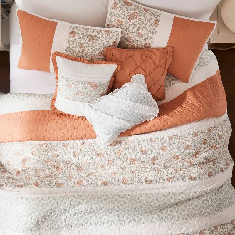 GDF Studio - Cotton Percale Reversible Quilt Set with Decorative Pillows