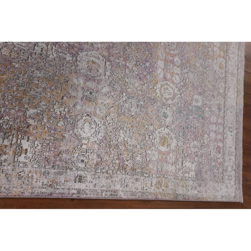 Purple Art & Craft Turkish Area Rug Machine Made Floral Carpet - 5'0" x 8'0"