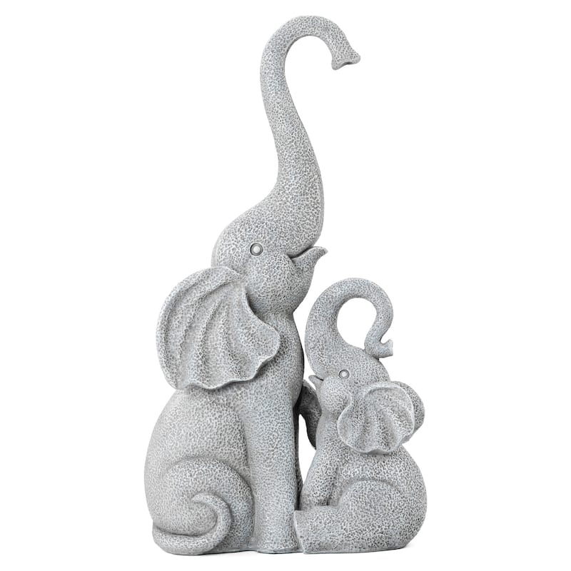 Glitzhome 18.25''H Resin Mother and Baby Elephant Statue