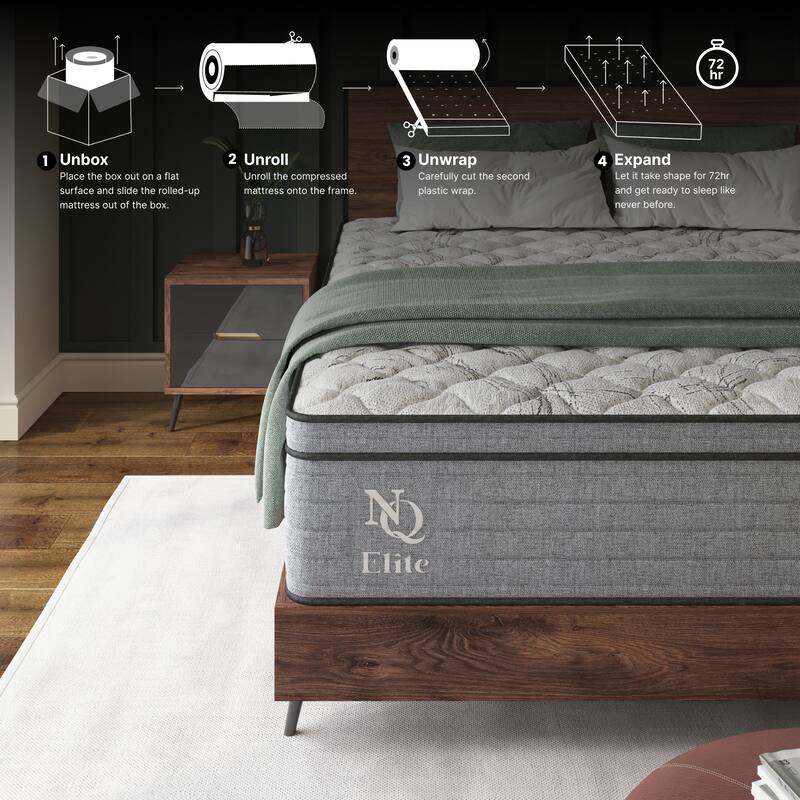 Elite Series Machka 12 Inch Twin Size Cooling Gel Memory Foam Hybrid Mattress, CertiPUR-US Certified