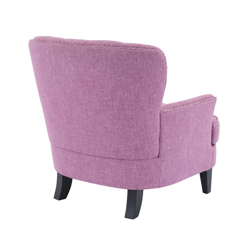 Accent Chair with Nailhead Trim, Upholstered Reading Armchair, Lounge Chair with Solid Wood Legs & Curved Backrest