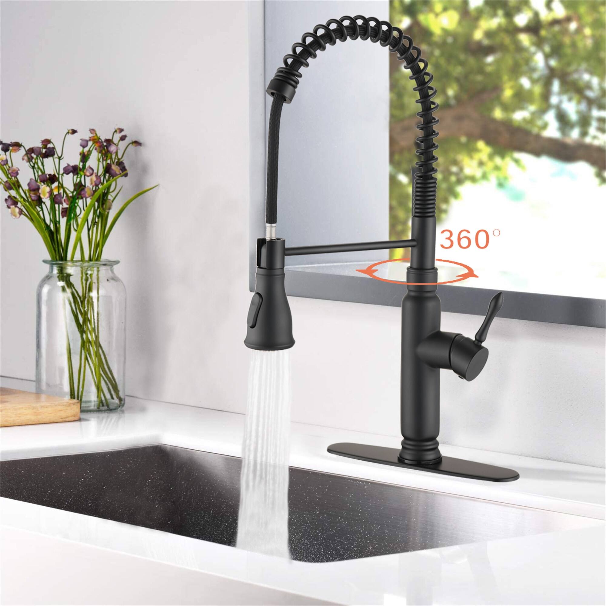 Single Handle Touch On Kitchen Faucet With Pull Down Sparyer Matte ...
