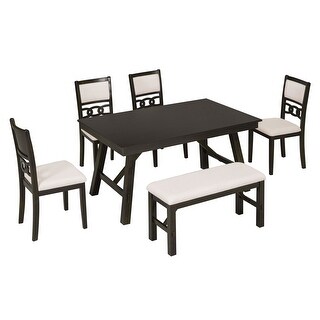 6-Piece Kitchen Dining Table Set with 4 Upholstered Chairs & 1 Bench ...