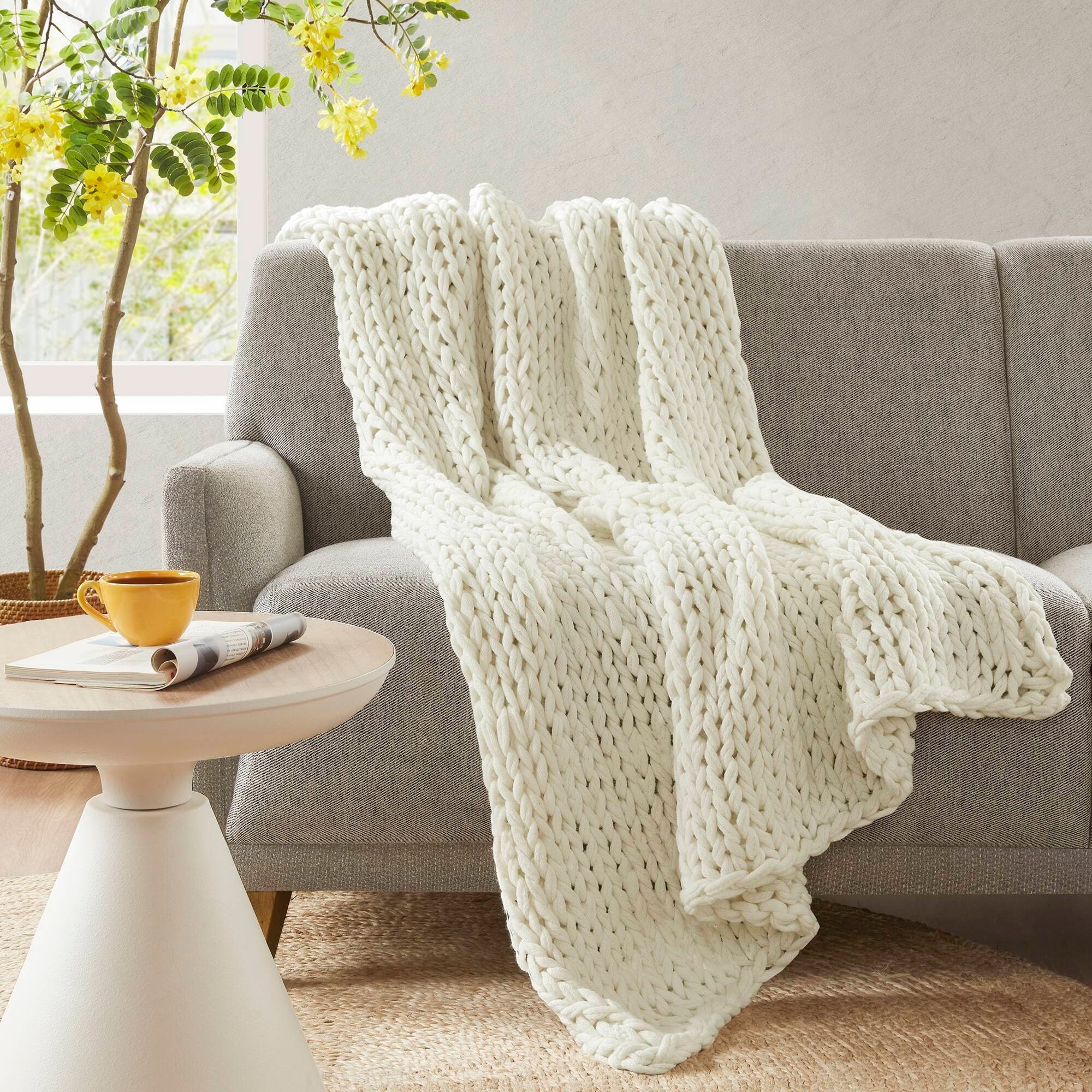 Madison Park Double Knit 50x60" Hand Made Throw Blanket