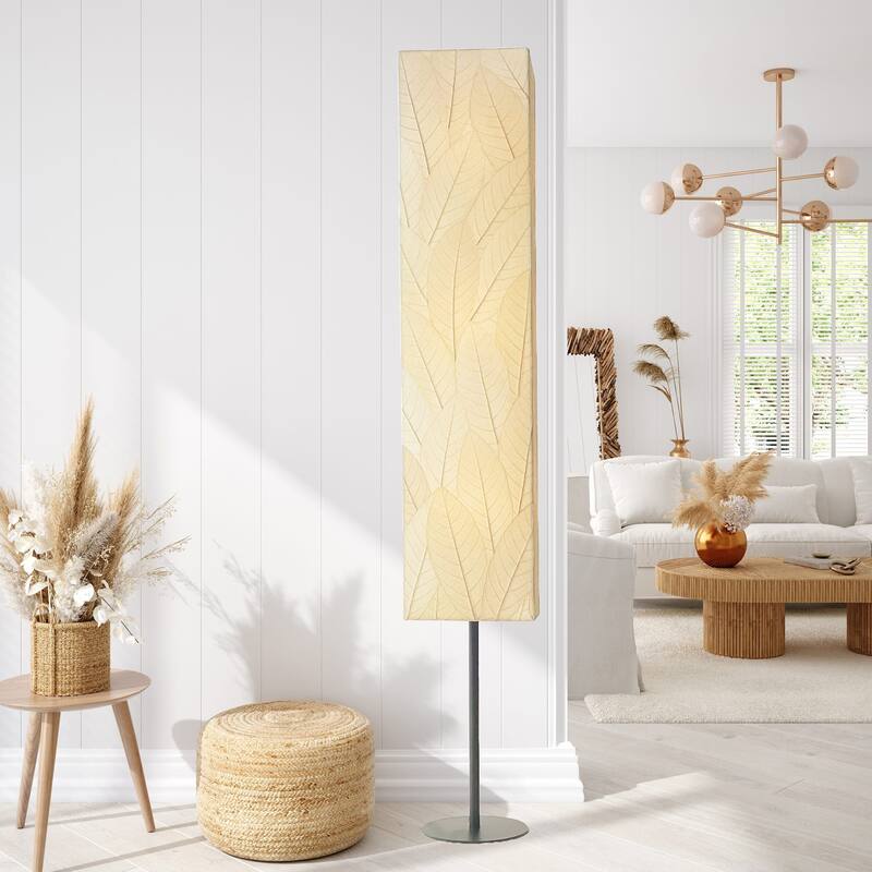 Eangee Handmade Sequoia Giant Floor Lamp, Cocoa Leaves Shade, 12 x 10 x 72 in. - 10 x 8 x 72