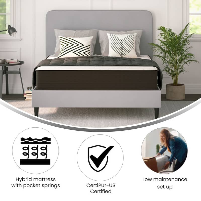 10" Hybrid Foam and Pocket Spring Mattress, Mattress in a Box