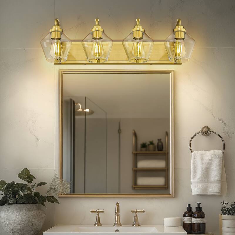 Modern 3/4-Light Bathroom Vanity Light in Oil-Rubbed Bronze/Gold