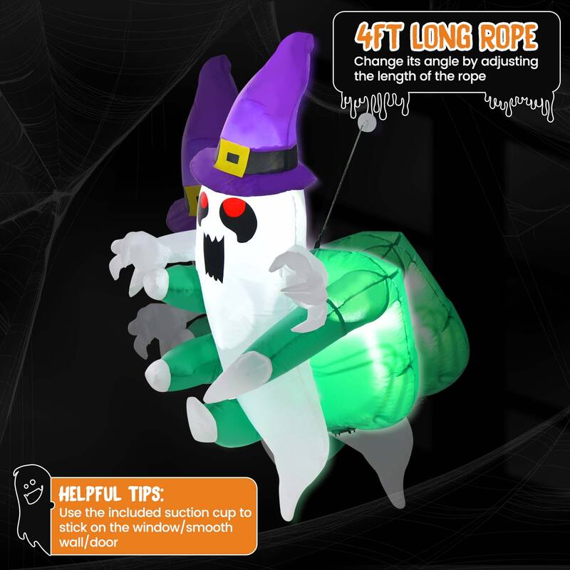 Costway 3.6' Halloween Inflatable Ghost Indoor Outdoor Blow Up Flying - See Details