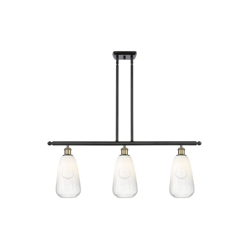 Innovations Lighting Endless Possibilities Ballston - Brookhaven Almond - 3 Light 36" Stem Hung Island Light - Black Antique Brass/Opal
