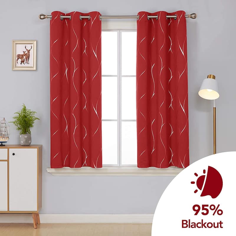 Deconovo Silver Line 42 Width Curtain Panel Pair (2 Panel)
