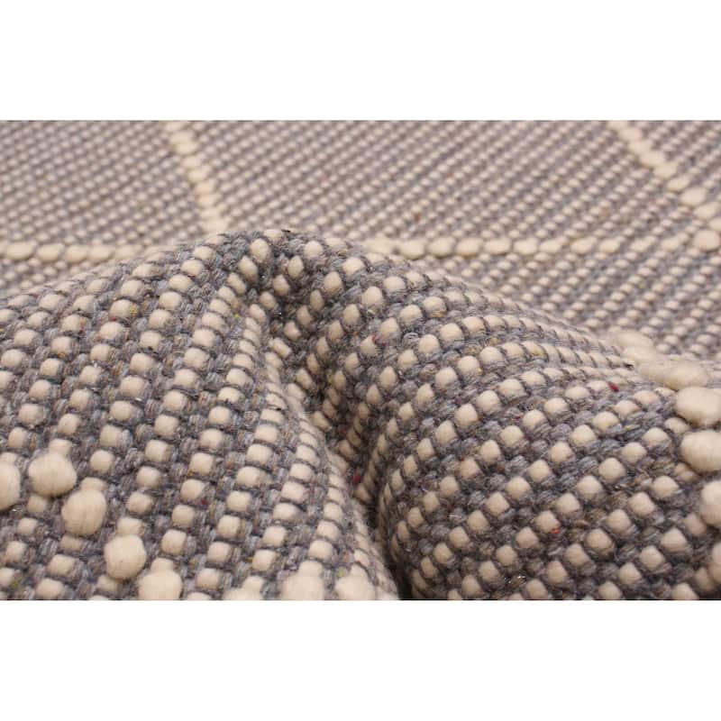 ECARPETGALLERY Braid weave Sienna Grey Wool Rug - 5'10 x 8'10