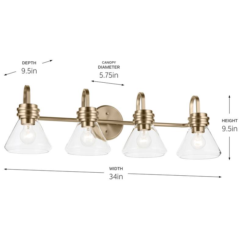 Kichler Lighting Farum 34" 4-Light Vanity Light with Clear Glass in Champagne Bronze