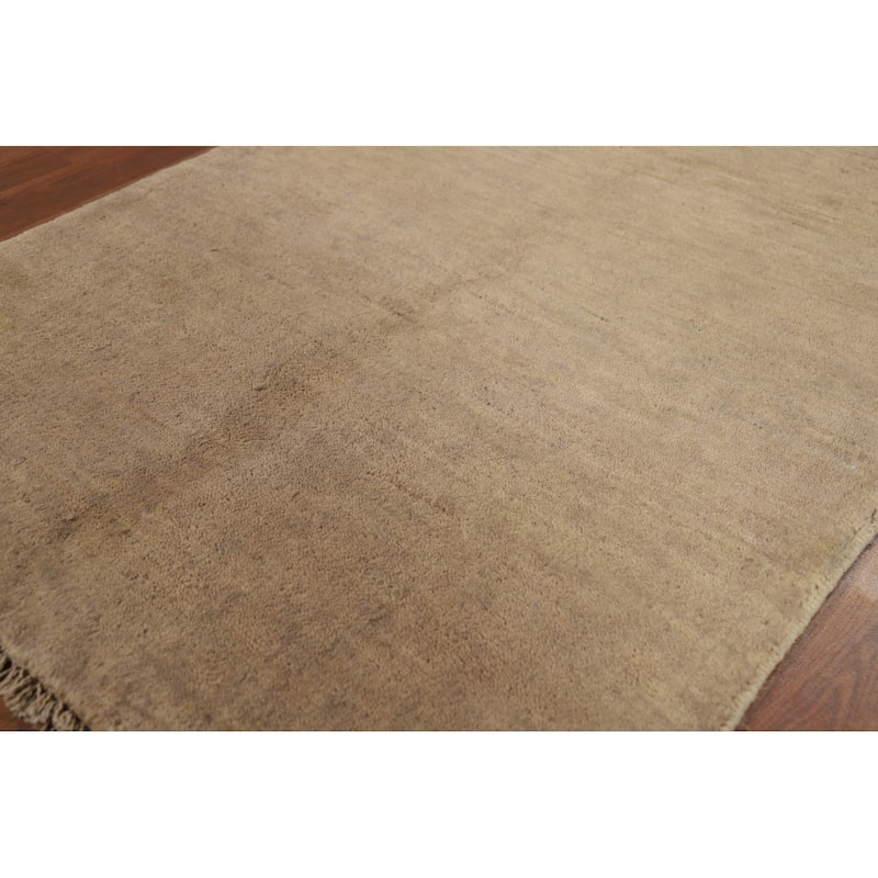 Contemporary Beige Gabbeh Oriental Rug Hand-Knotted Beige Wool Carpet - 2'8"x 4'0"
