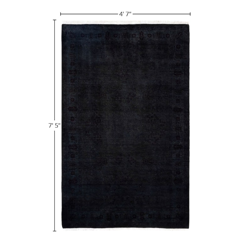 Overdyed One-of-a-Kind Hand-Knotted Area Rug - Black - 4' 7" x 7' 5"