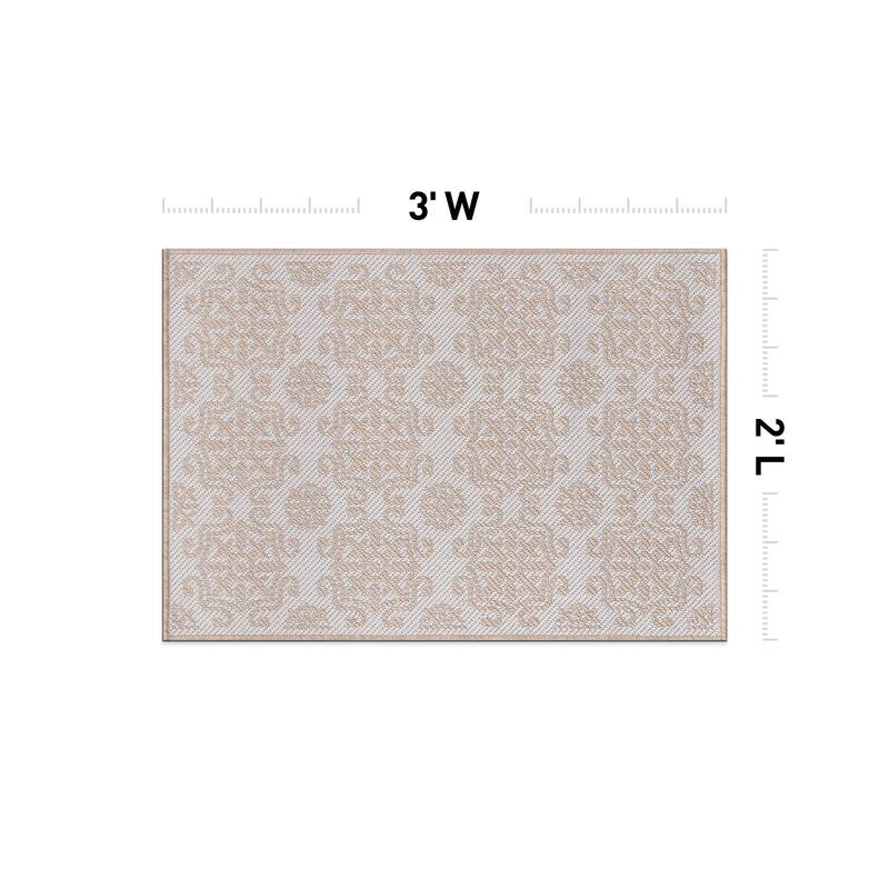 World Rug Gallery Transitional Geometric Textured Flat Weave Indoor/Outdoor Area Rug