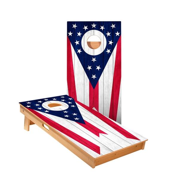 slide 2 of 5, Ohio Flag Cornhole Boards NO Bags - Add Board Lights