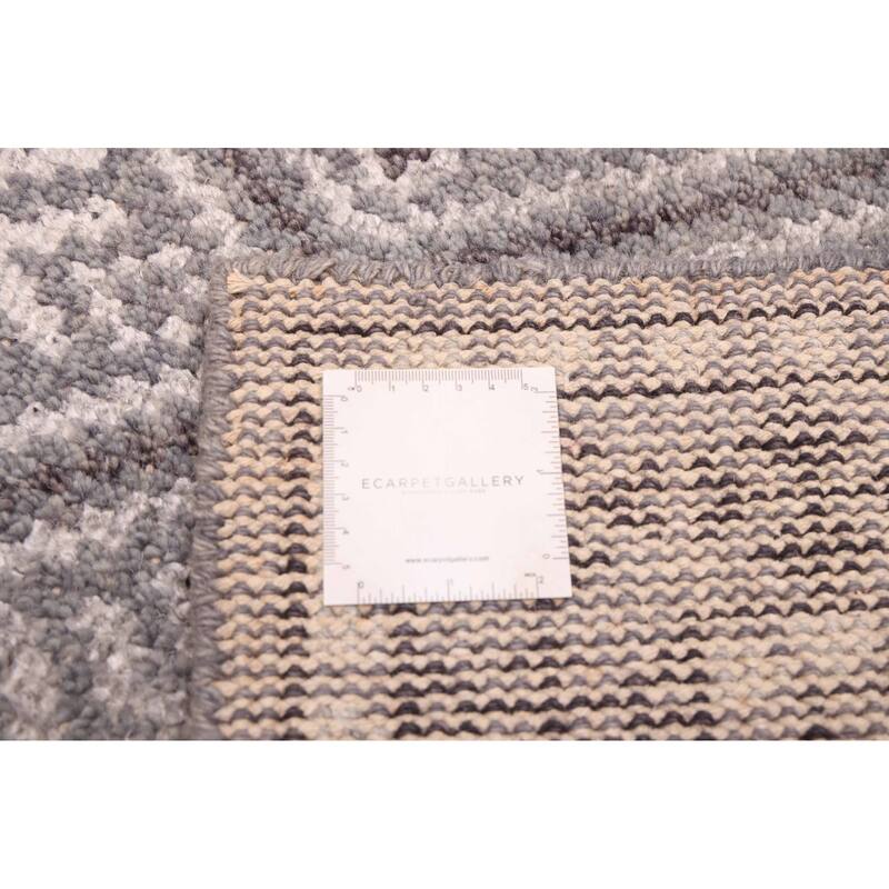 ECARPETGALLERY Hand-knotted Tangier Grey Viscose, Wool Rug - 5'3 x 7'8