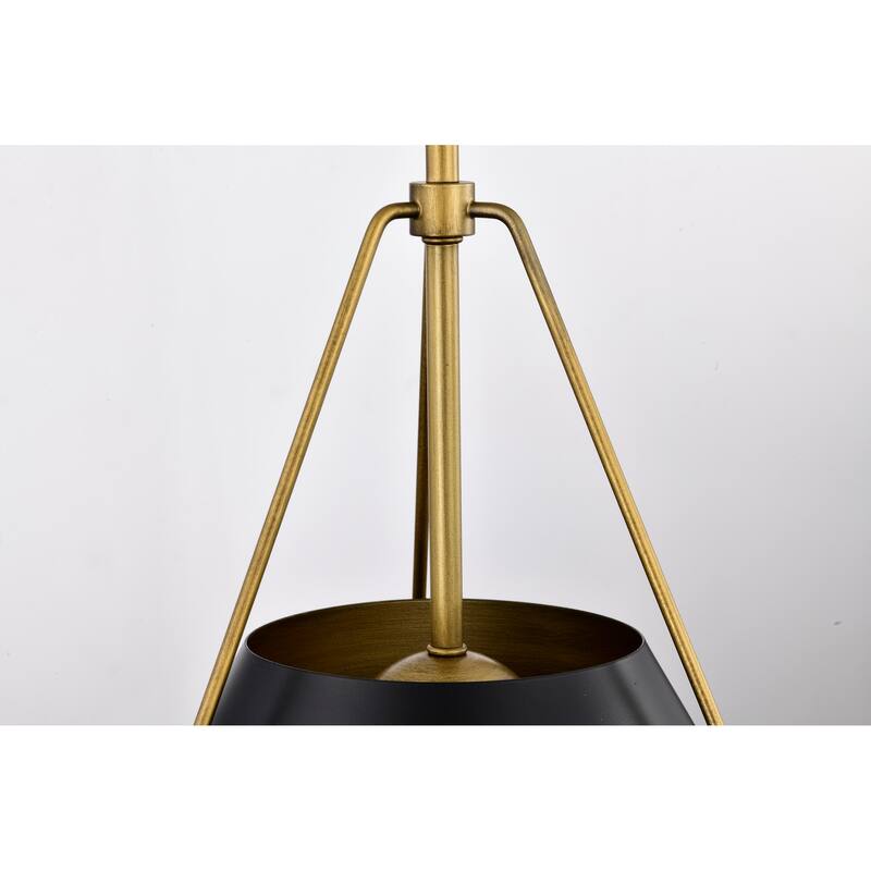 Adina 3 Light Large Pendant - Matte Black and Natural Brass Finish