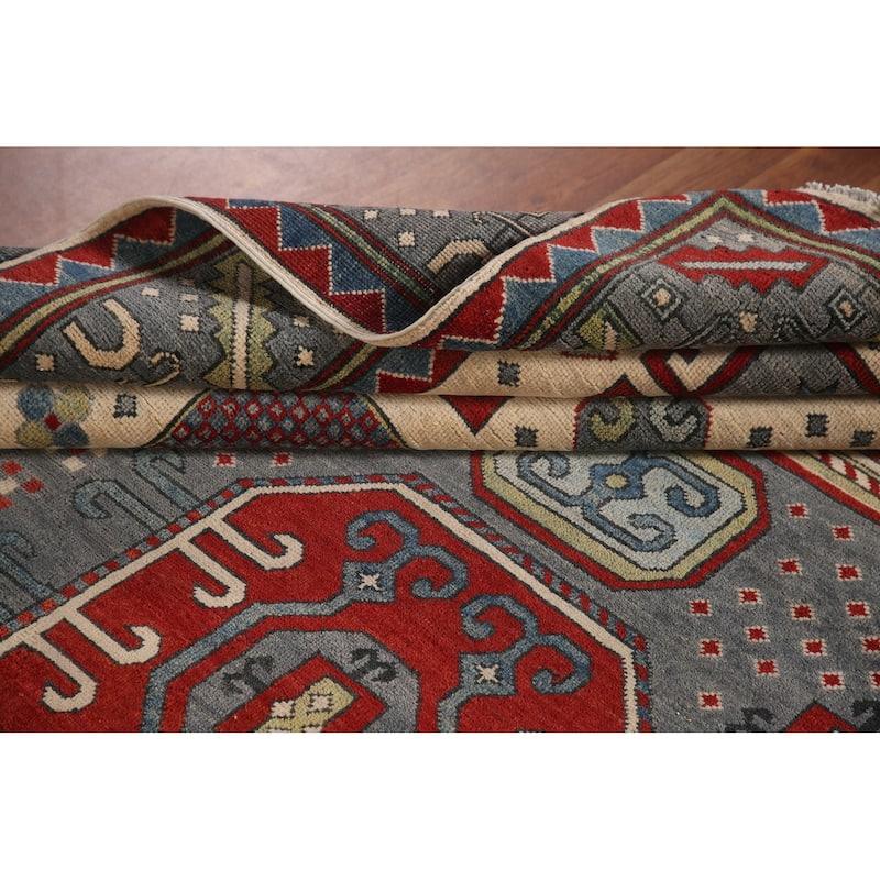 Kazak Area Rug Hand-Knotted Oriental Wool Carpet - 6'10" x 10'2"