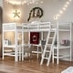 preview thumbnail 17 of 30, Wood Twin Size L-Shaped Loft Bed with Ladder and 2 Built-in Desks, Gray White