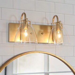 Chiry Mid-Century Modern 2-Light Gold Linear Glass Bathroom Vanity Light