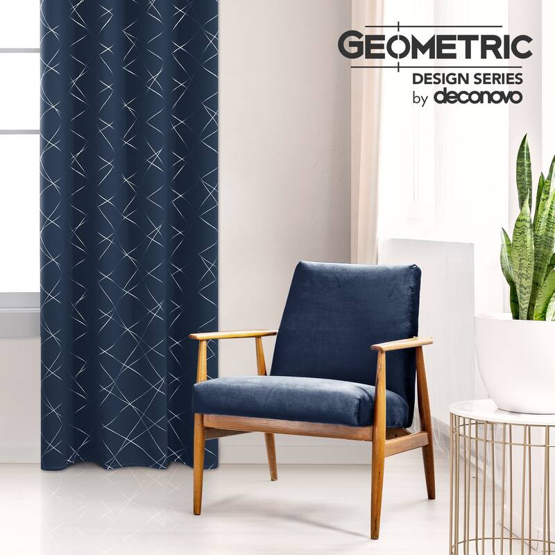 Deconovo 52 Inch Geometric Print Curtain Panel Pair(2 Panel)