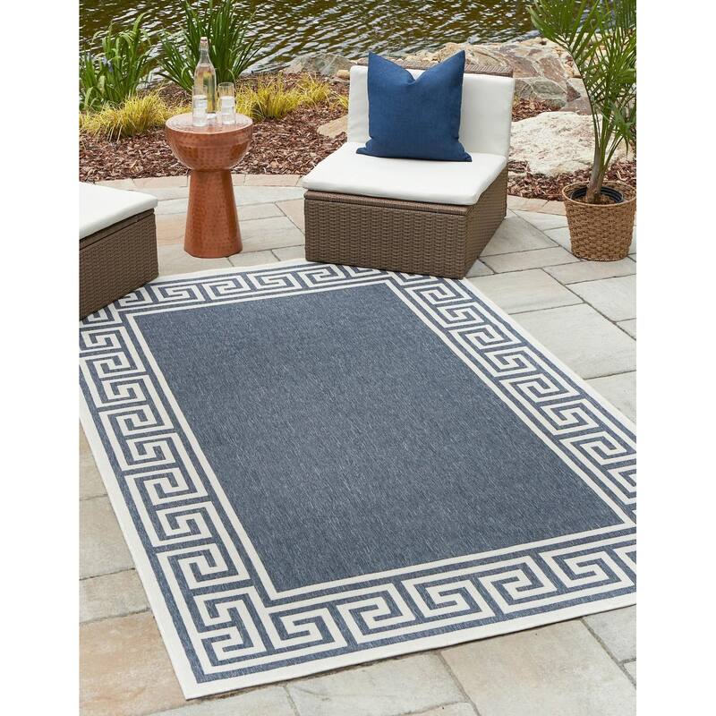Outdoor Trisha Collection Area Rug - Navy Blue - 4'x6'