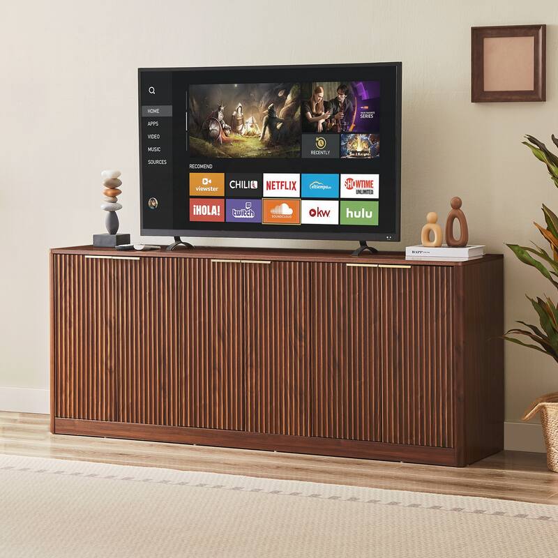 Modern Wavy Sideboard, Curved Contour Design Storage Cabinet