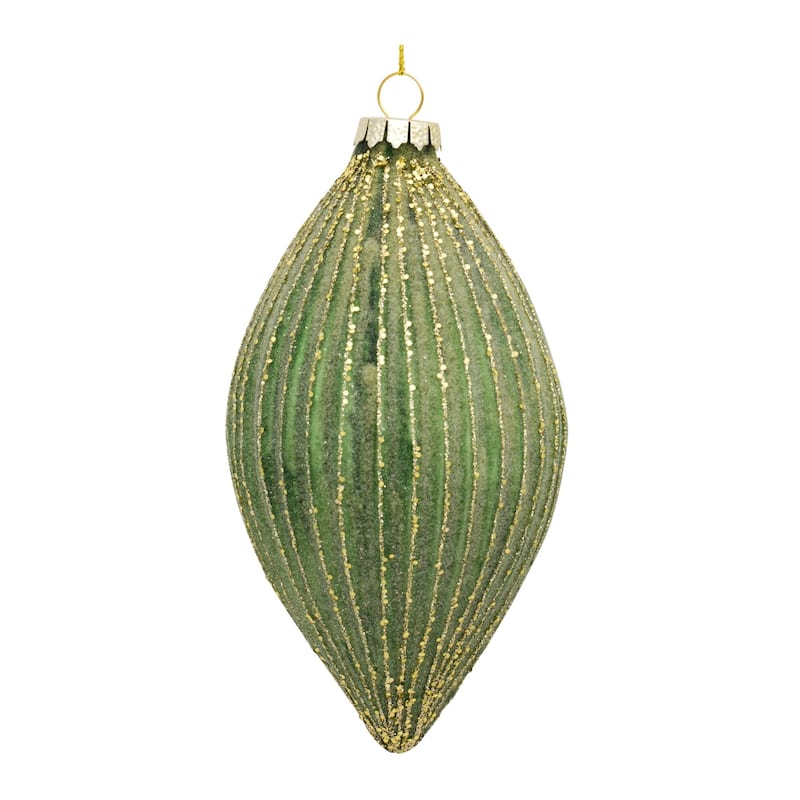 6ct Green and Gold Ball Onion and Drop Christmas Ornaments 6"