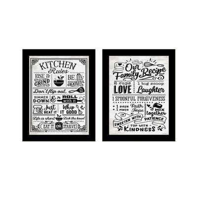 Trendy Decor 4U "Our Family Kitchen Rules & Recipes" Printed Framed Wall Art by Lettered & Lined