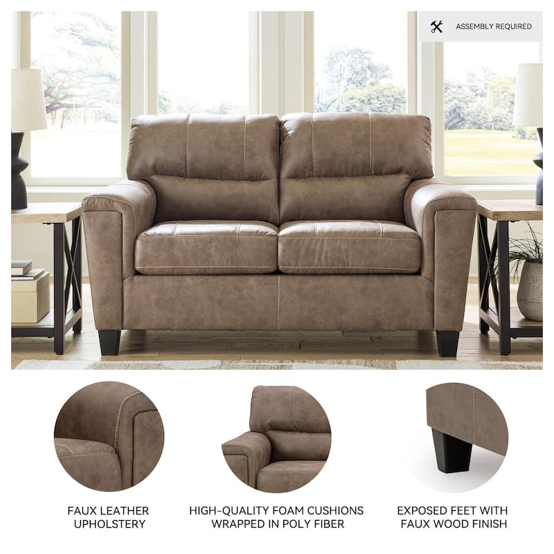 Signature Design by Ashley Navi Fossil Loveseat - 61" W x 38" D x 39" H