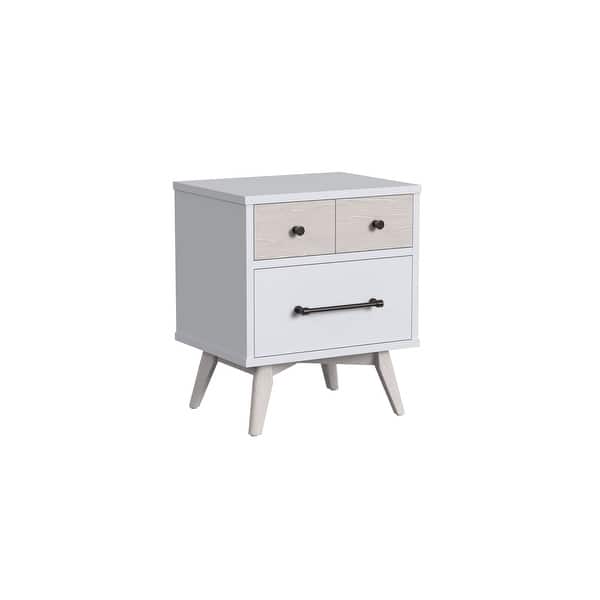 slide 2 of 2, Rowan 2-Drawer Modern Wood Nightstand, Ash Linen White