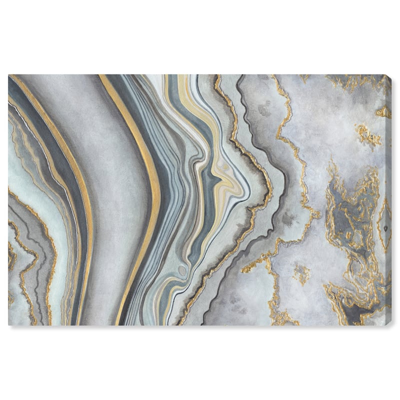 Wynwood Studio Canvas Abstract Beautiful Grey Gray and Metallic Gold Modern & Contemporary Wall Art Canvas Print