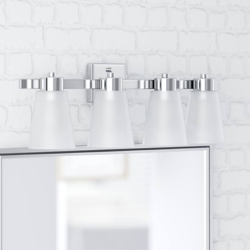 Prominence Home Fairendale Traditional Farmhouse Bathroom Vanity Light, Brushed Nickel - Brushed Nickel - 4-Light
