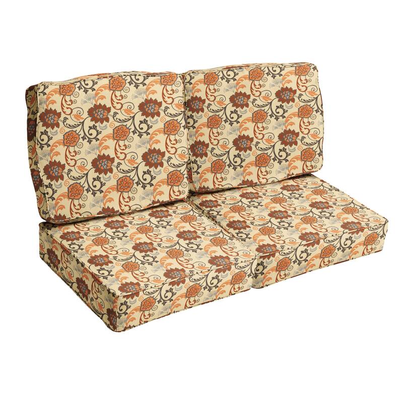 Sorra Home Sunbrella Outdoor Loveseat Cushion Set - 23.5 in W x 23 in D x 5 in H - Elegance Marble