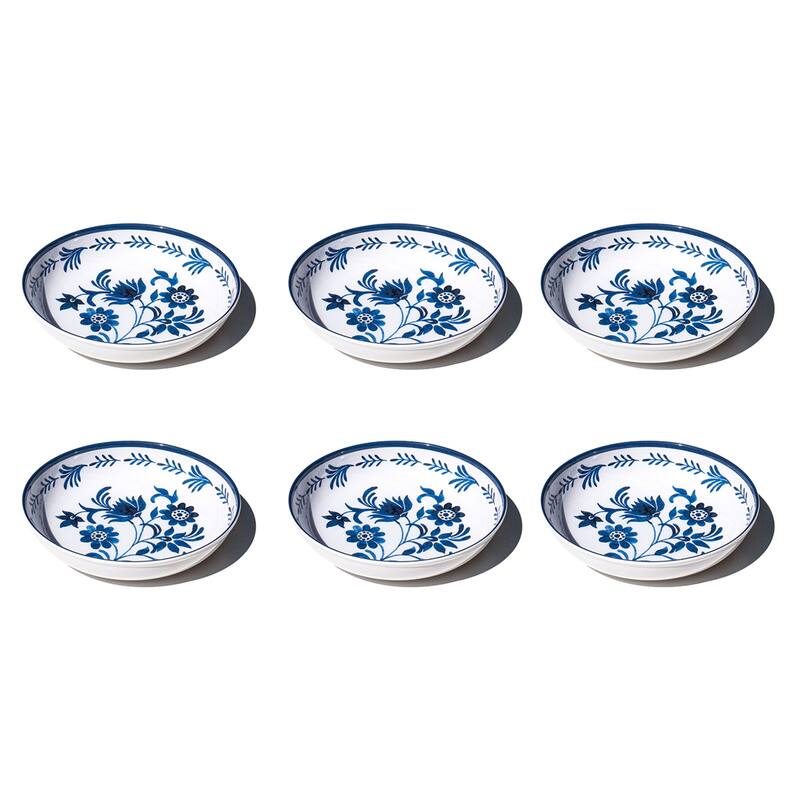 Abode Homewares Medallion Flower NewWave Melamine Low Bowl - Blue - 8.8" - Set of 6 - Blue