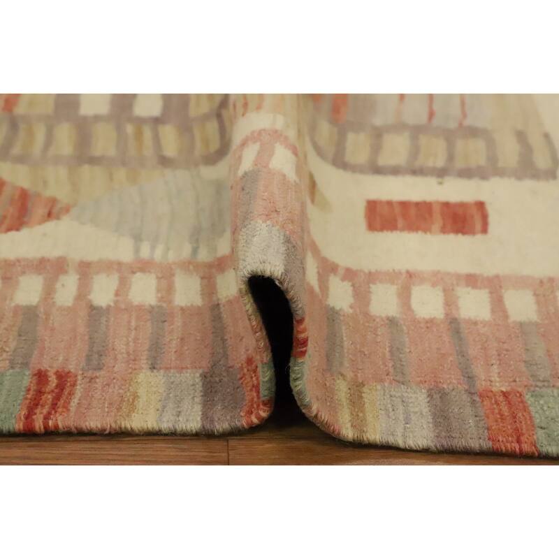 Hand Woven Oriental 100% Wool Carpet Southwestern Tribal Multi-Colored Kilim Area Rug - 8' 11'' X 6' 0''