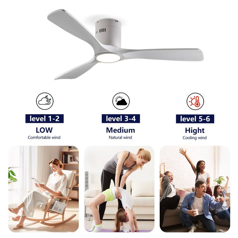 5 PCS Plywood Reversible Blades Ceiling Fan With Light Kit 3 Color