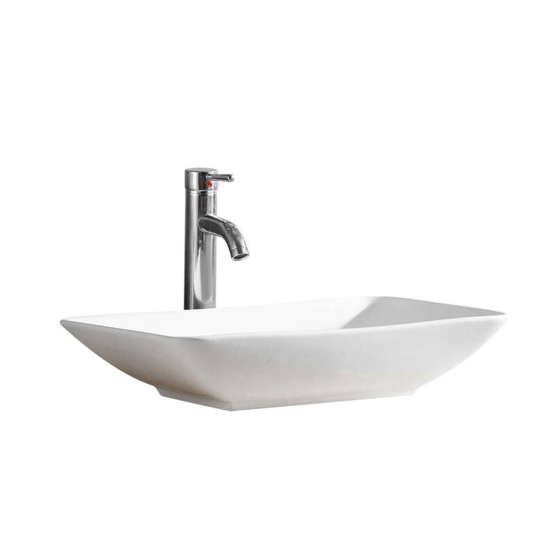 Fine Fixtures White Vitreous China Rectangle Vessel Sink
