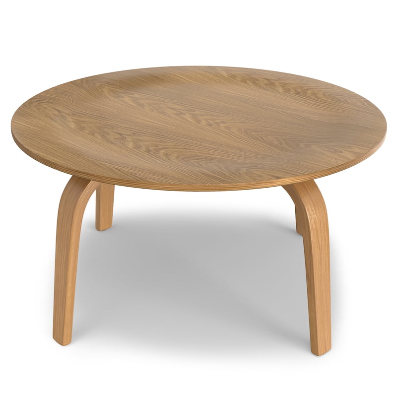 Simpli Home Payton 34 inch Wide Round Contemporary Coffee Table in Natural - 33 inch Wide