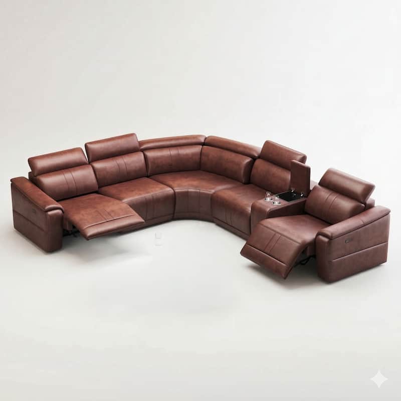Power Recliner 6-Piece Sectional Sofa with Storage Console