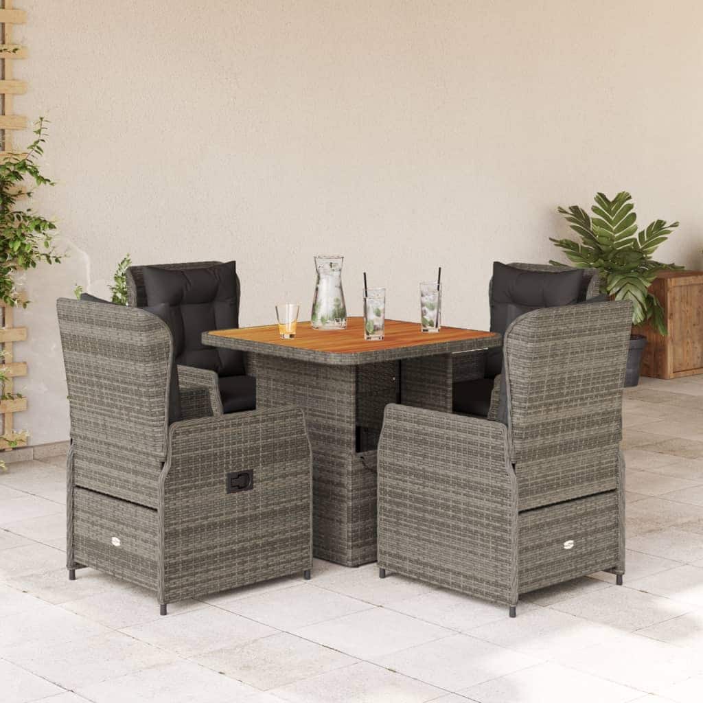 vidaXL Garden Dining Set Grey, Brown, Dark Grey - 31.5 x 31.5 x 28.0